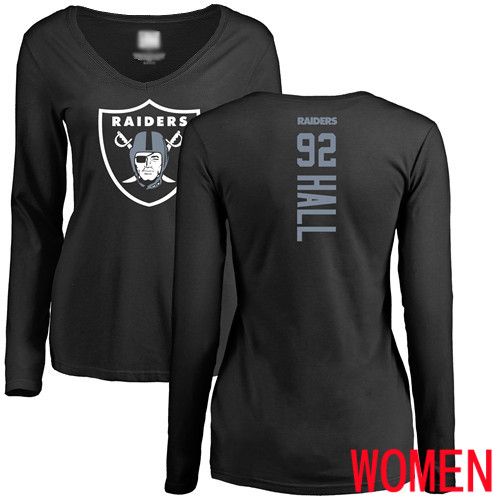 Oakland Raiders Black Women P J  Hall Backer NFL Football #92 Long Sleeve T Shirt